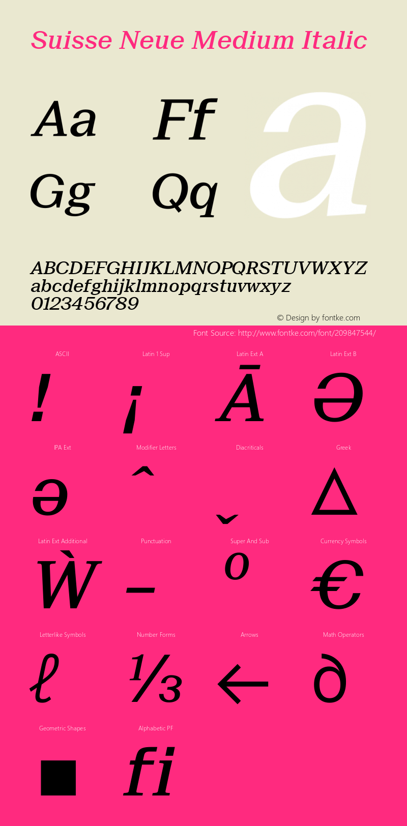 Suisse Neue Medium Italic Version 2.000图片样张