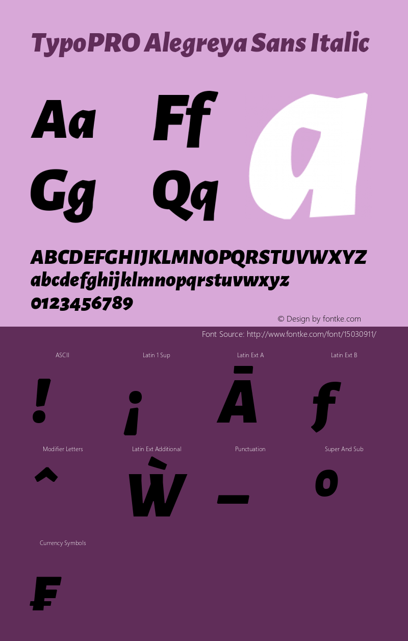 TypoPRO Alegreya Sans Italic Version 1.000;PS 001.000;hotconv 1.0.70;makeotf.lib2.5.58329 DEVELOPMENT Font Sample