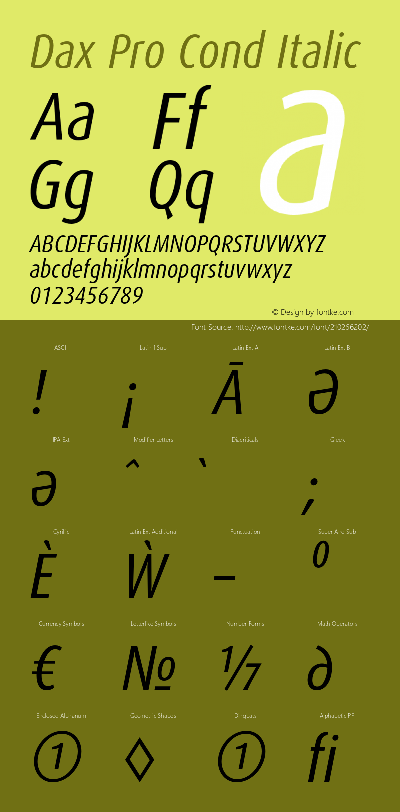 Dax Pro Cond Italic Version 7.504; 2006; Build 1022图片样张