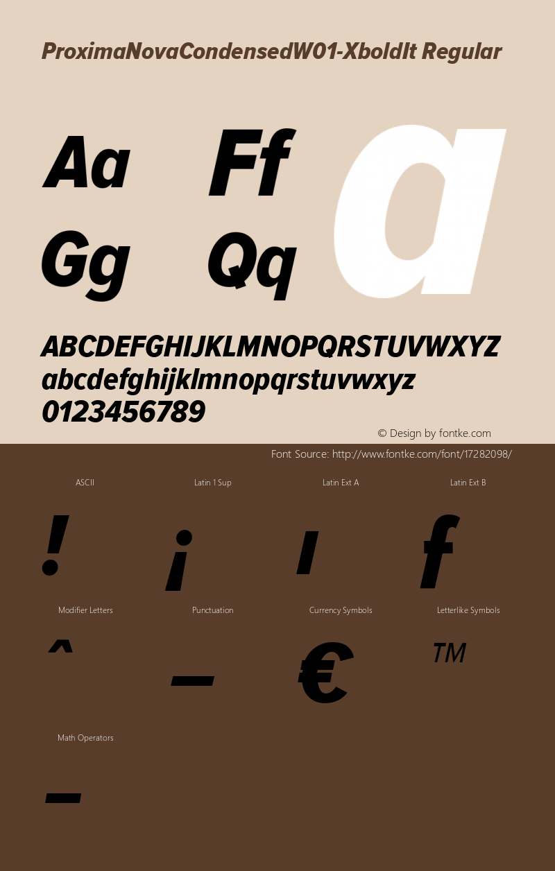 ProximaNovaCondensedW01-XboldIt Regular Version 2.015 Font Sample