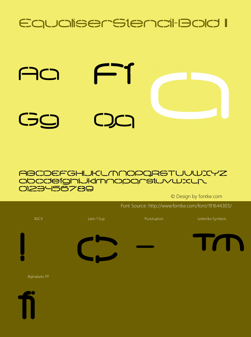 ☞EqualiserStencil-Bold Version 001.000;com.myfonts.phatphonts.equaliser.stencil-bold.wfkit2.2GME图片样张