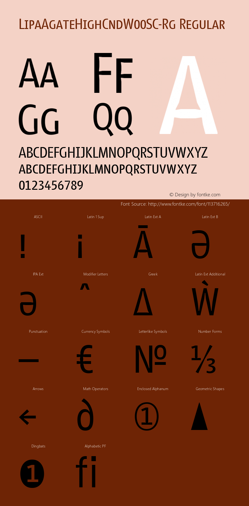 Lipa Agate High Cnd W00SC Rg Version 1.00 Font Sample