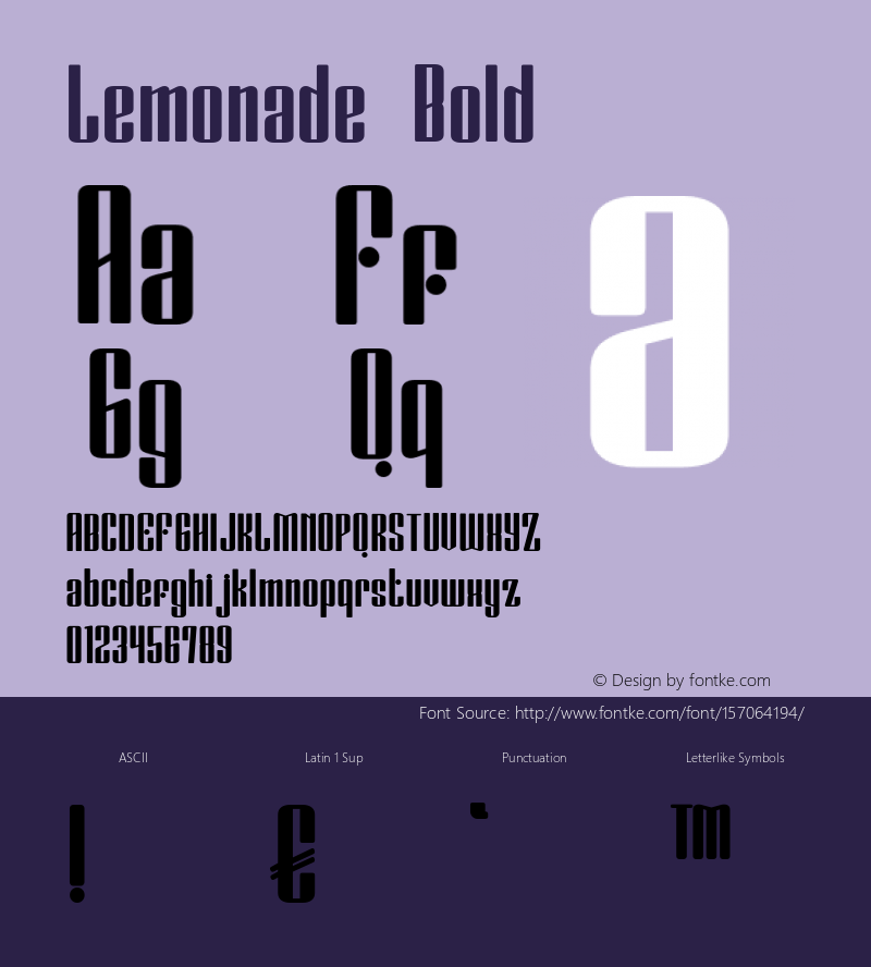 Lemonade Bold Version 1.000 Font Sample