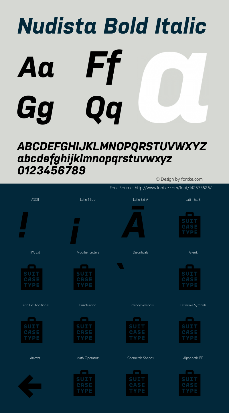 Nudista Bold Italic Version 1.100;hotconv 1.0.109;makeotfexe 2.5.65596 Font Sample