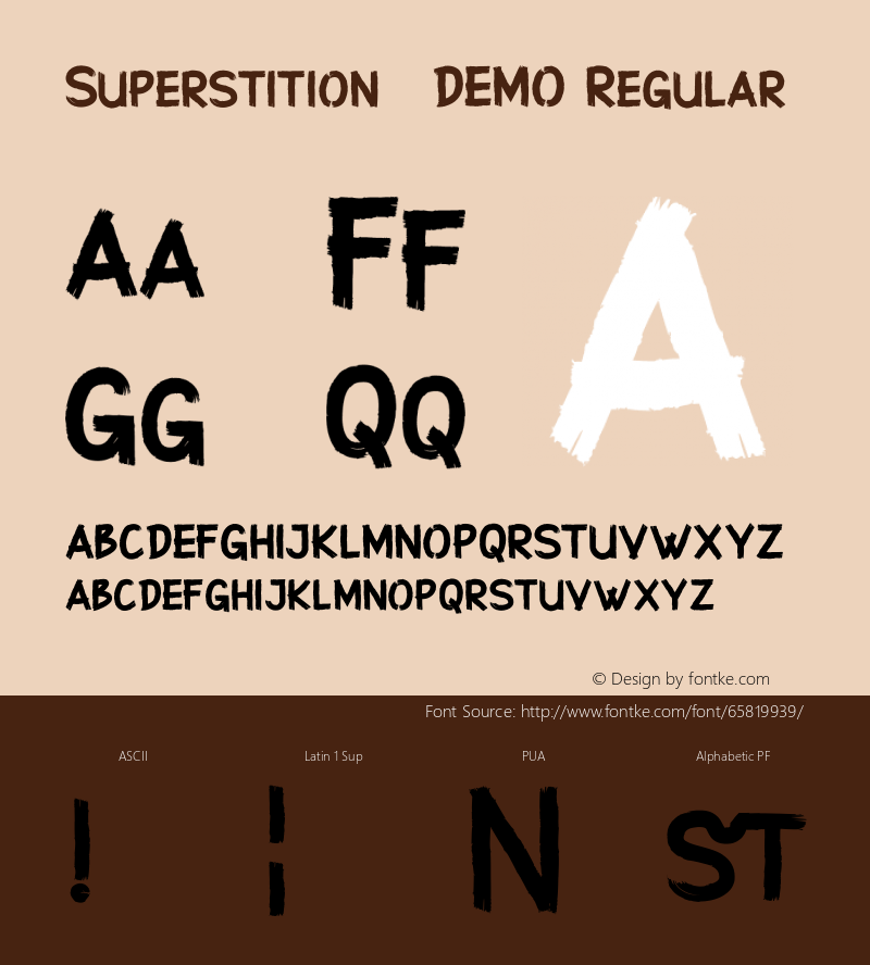 Superstition Regular Version 1.000 Font Sample