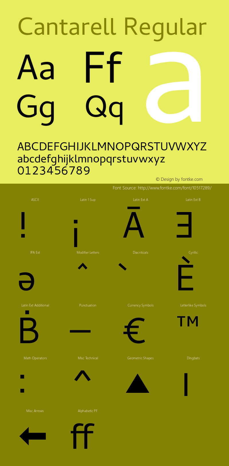 Cantarell Regular Version 0.0.15 Font Sample