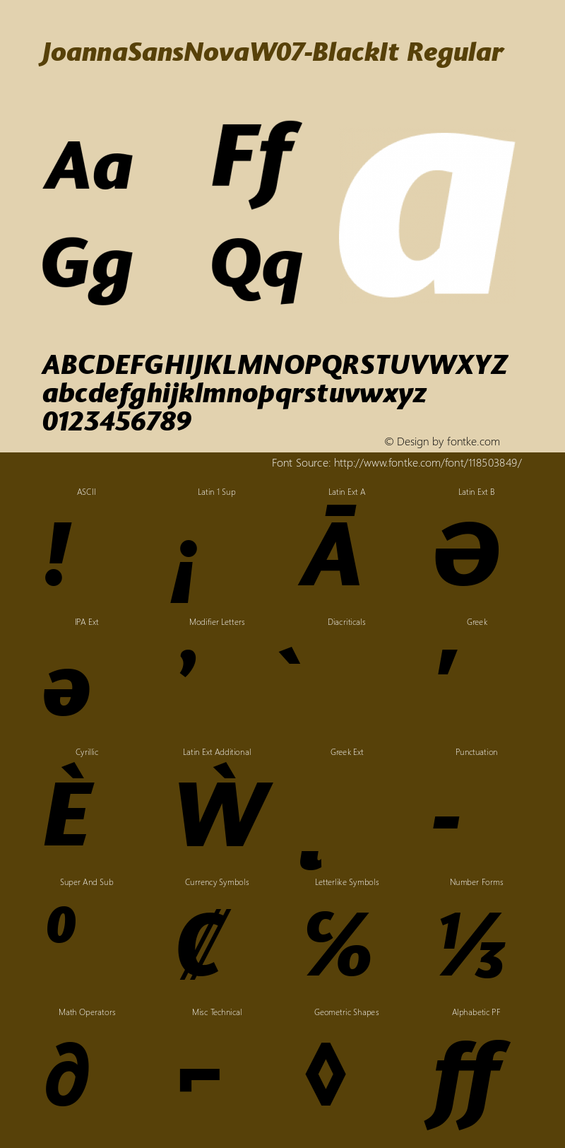 Joanna Sans Nova W07 Black It Version 1.00 Font Sample