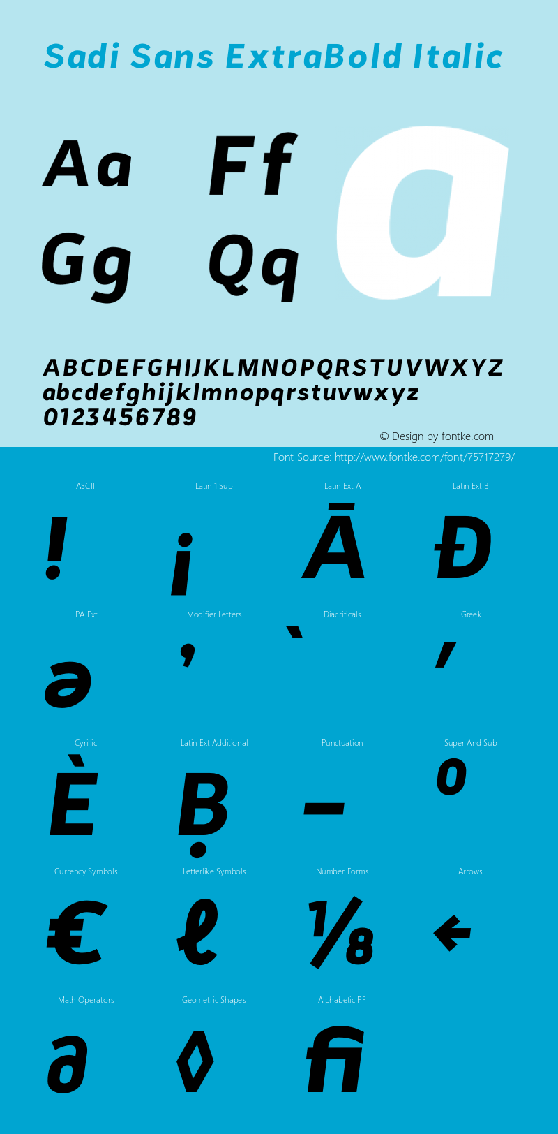 Sadi Sans ExtraBold Italic Version 1.000;hotconv 1.0.109;makeotfexe 2.5.65596 Font Sample