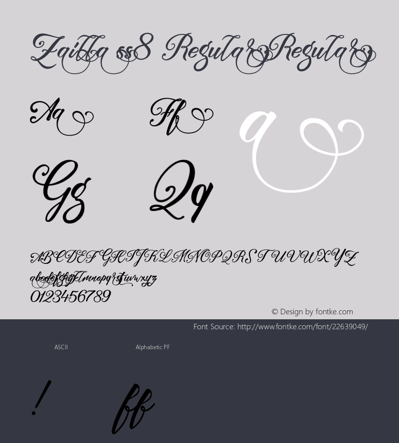 Zaillass8Regular 1.000 Font Sample