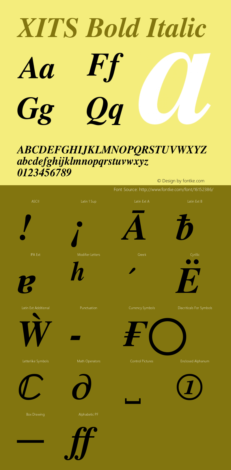 XITS Bold Italic Version 1.108 Font Sample