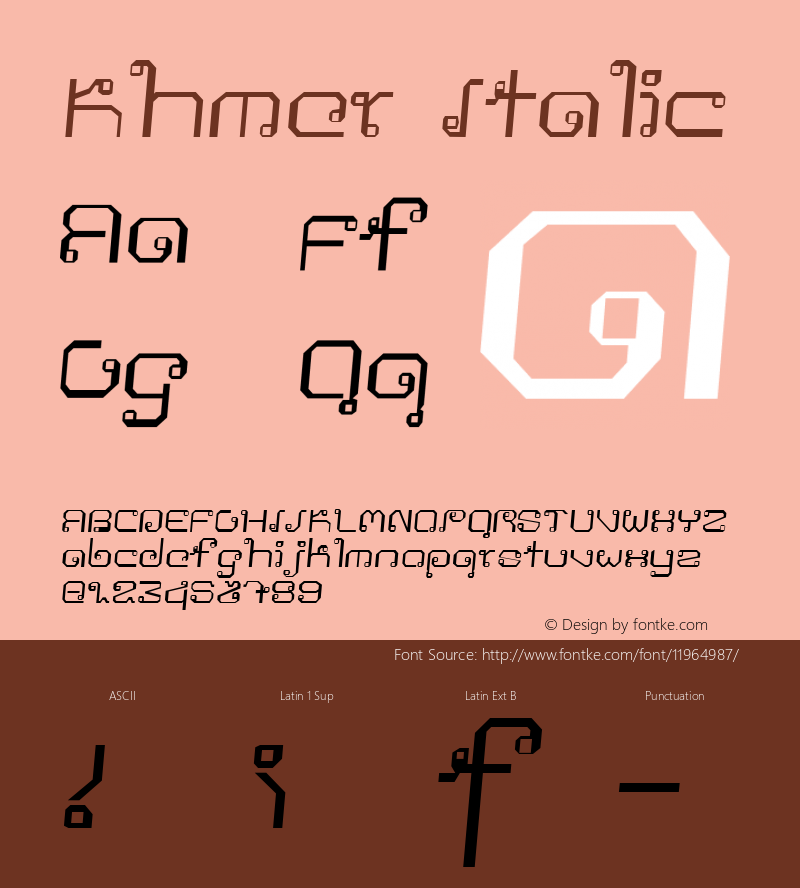 Khmer Italic Version 1.0 Font Sample