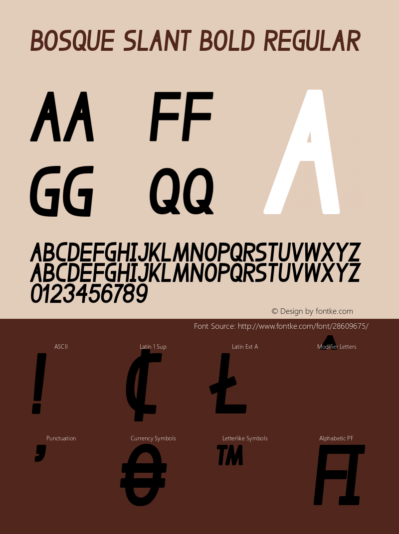 BosqueSlantBold Version 1.000 Font Sample