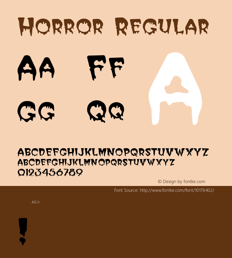 Horror Regular Unknown Font Sample