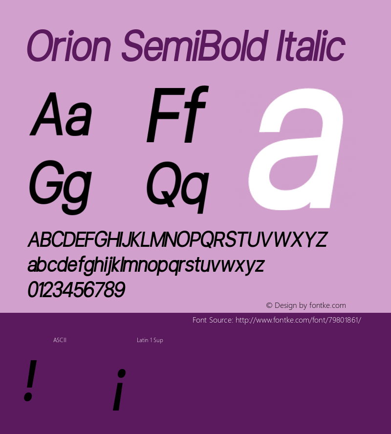 Orion SemiBold Italic Version 1.000;PS 001.000;hotconv 1.0.88;makeotf.lib2.5.64775 Font Sample