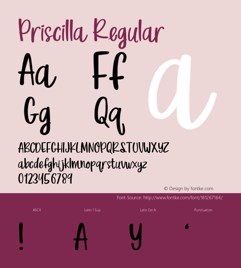 Priscilla Version 1.001;Fontself Maker 3.5.3图片样张