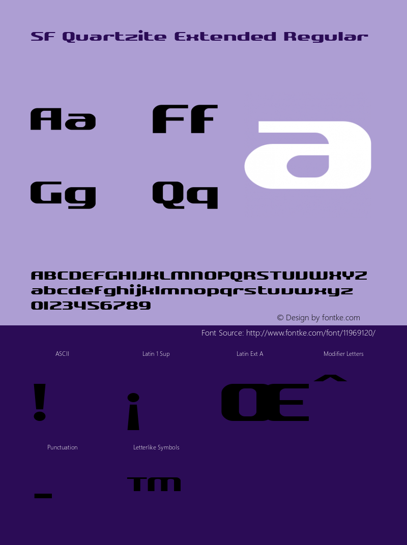 SF Quartzite Extended Regular ver 2.0; 1999. Freeware for non-commercial use. Font Sample