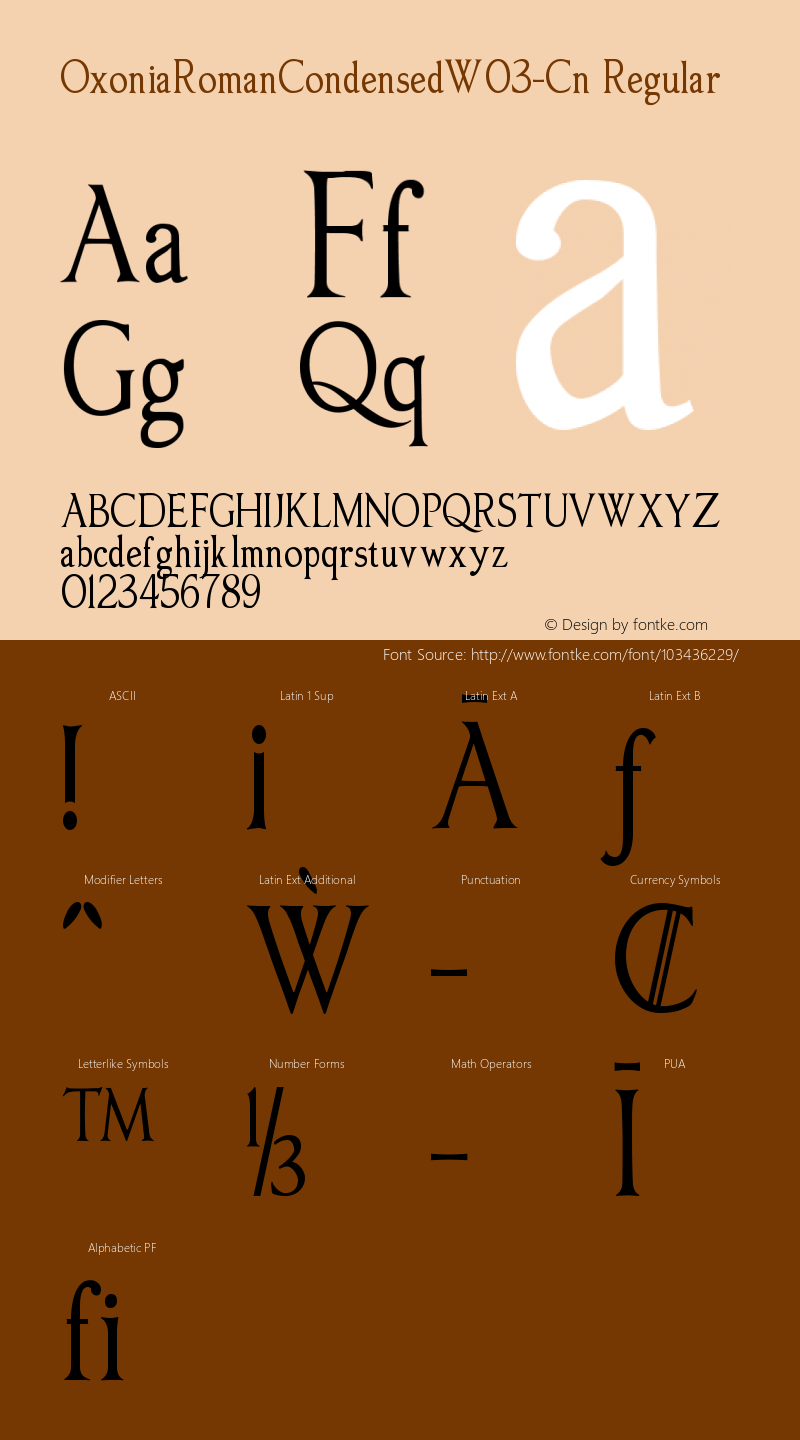 Oxonia Roman Condensed W03 Cn Version 1.00 Font Sample