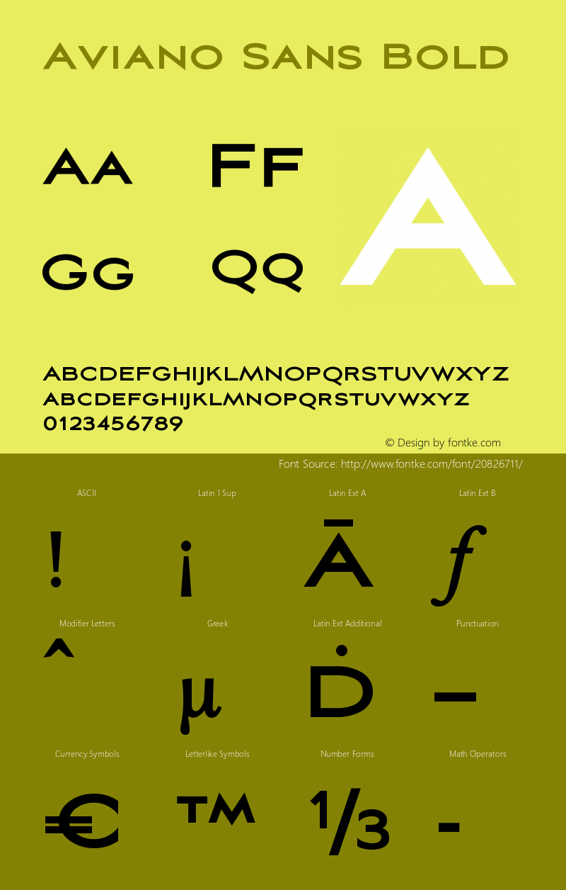 AvianoSansBold Version 1.000 2007 initial release Font Sample