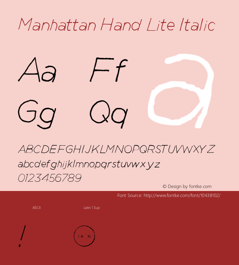 Manhattan Hand Lite Italic Version 1.001 Font Sample