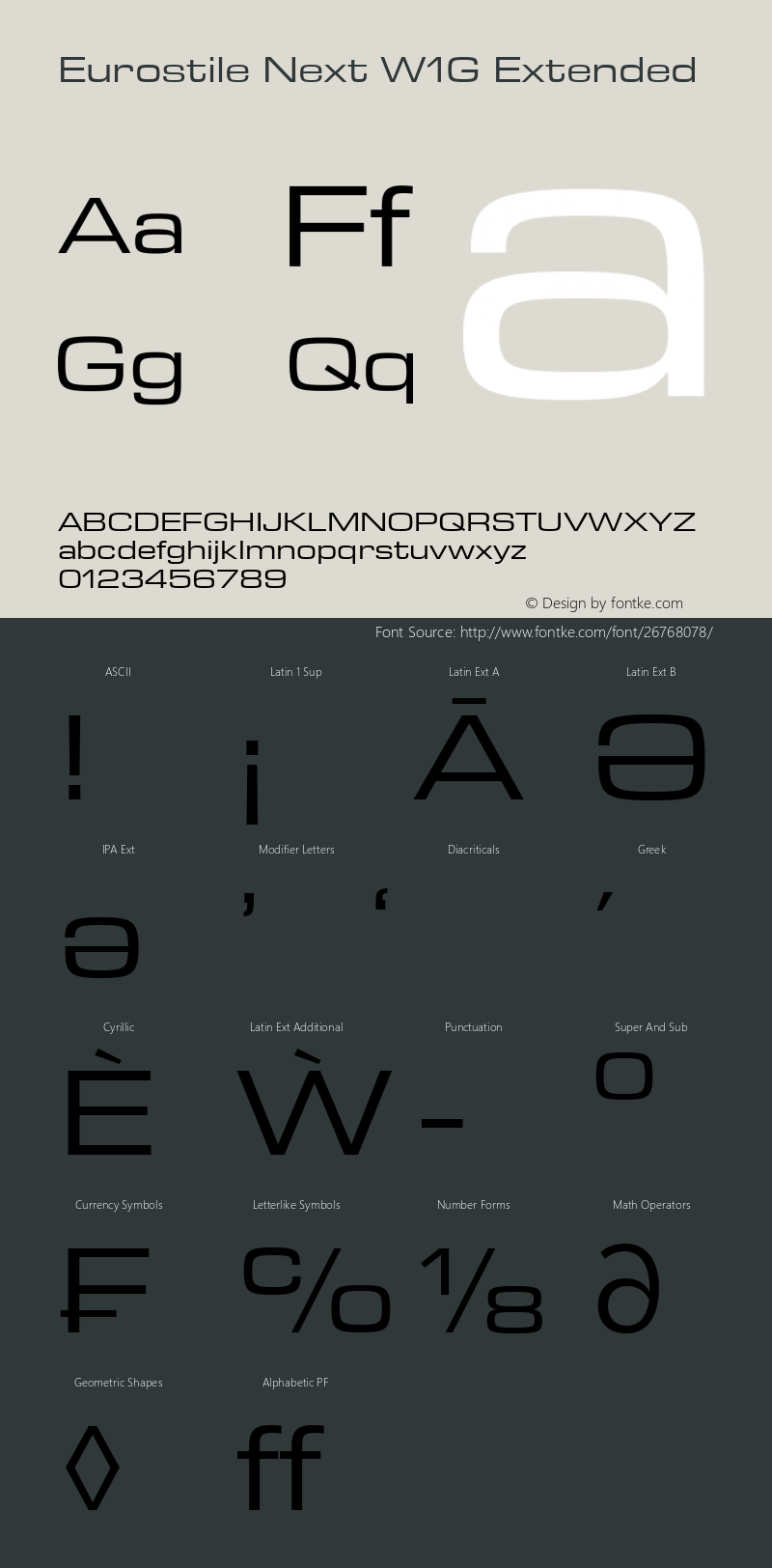 Eurostile Next W1G Ext Version 1.00 Font Sample