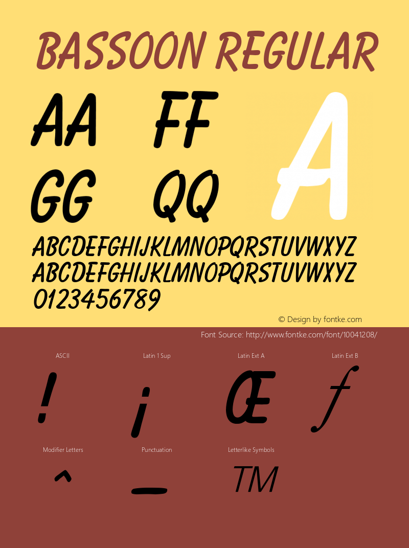 Bassoon Regular Unknown Font Sample