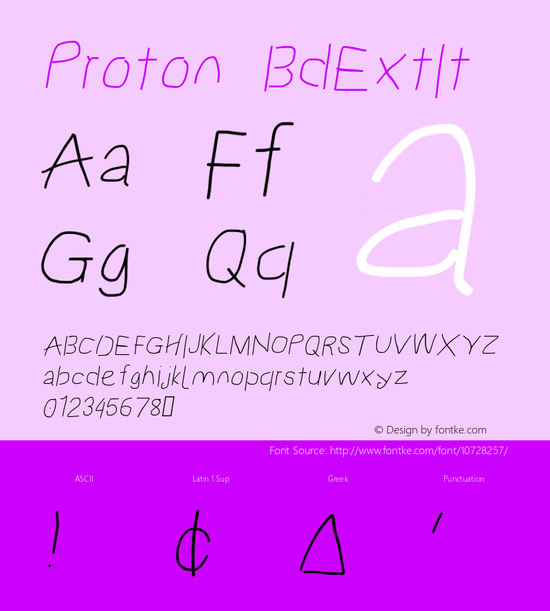 Proton BdExtIt Version 1.017 Font Sample