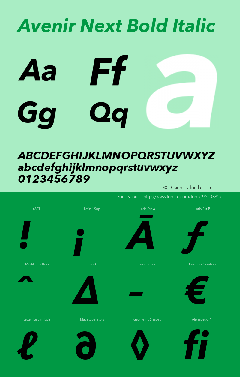 Avenir Next Bold Italic 8.0d2e1 Font Sample