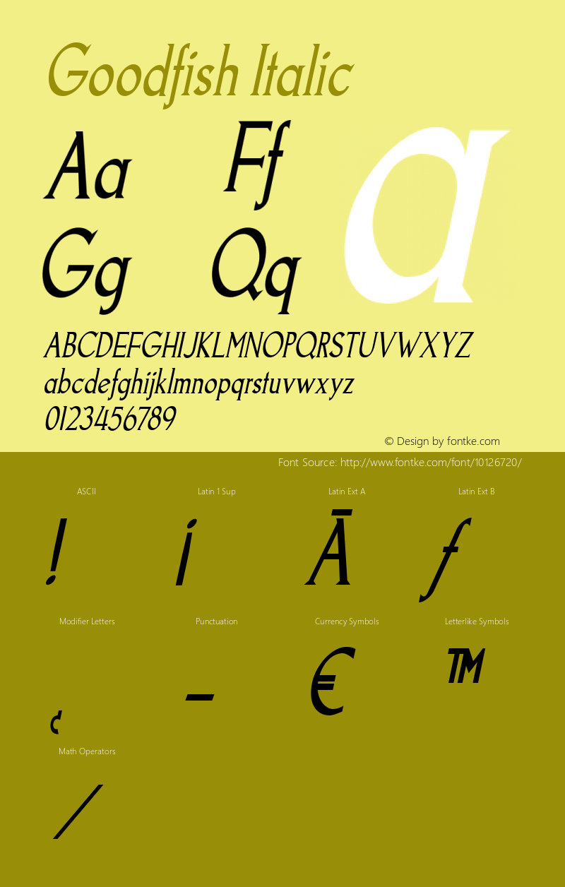 Goodfish Italic Version 2.000 2004 Font Sample