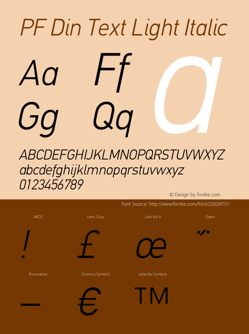 PFDinTextLight-Italic OTF 1.000;PS 001.001;Core 1.0.34 Font Sample