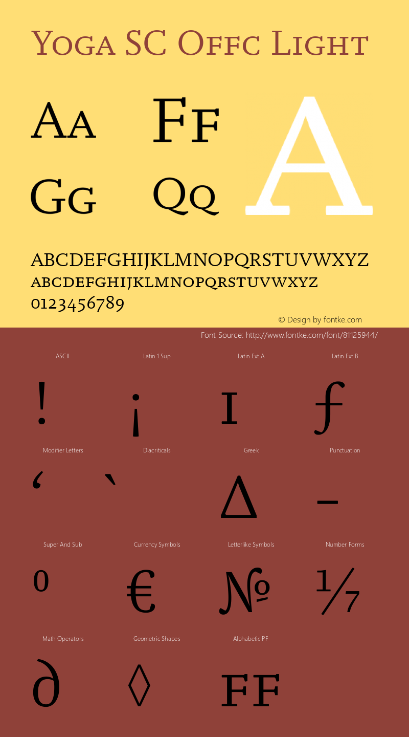 Yoga SC Offc Light Version 7.504; 2015; Build 1020 Font Sample