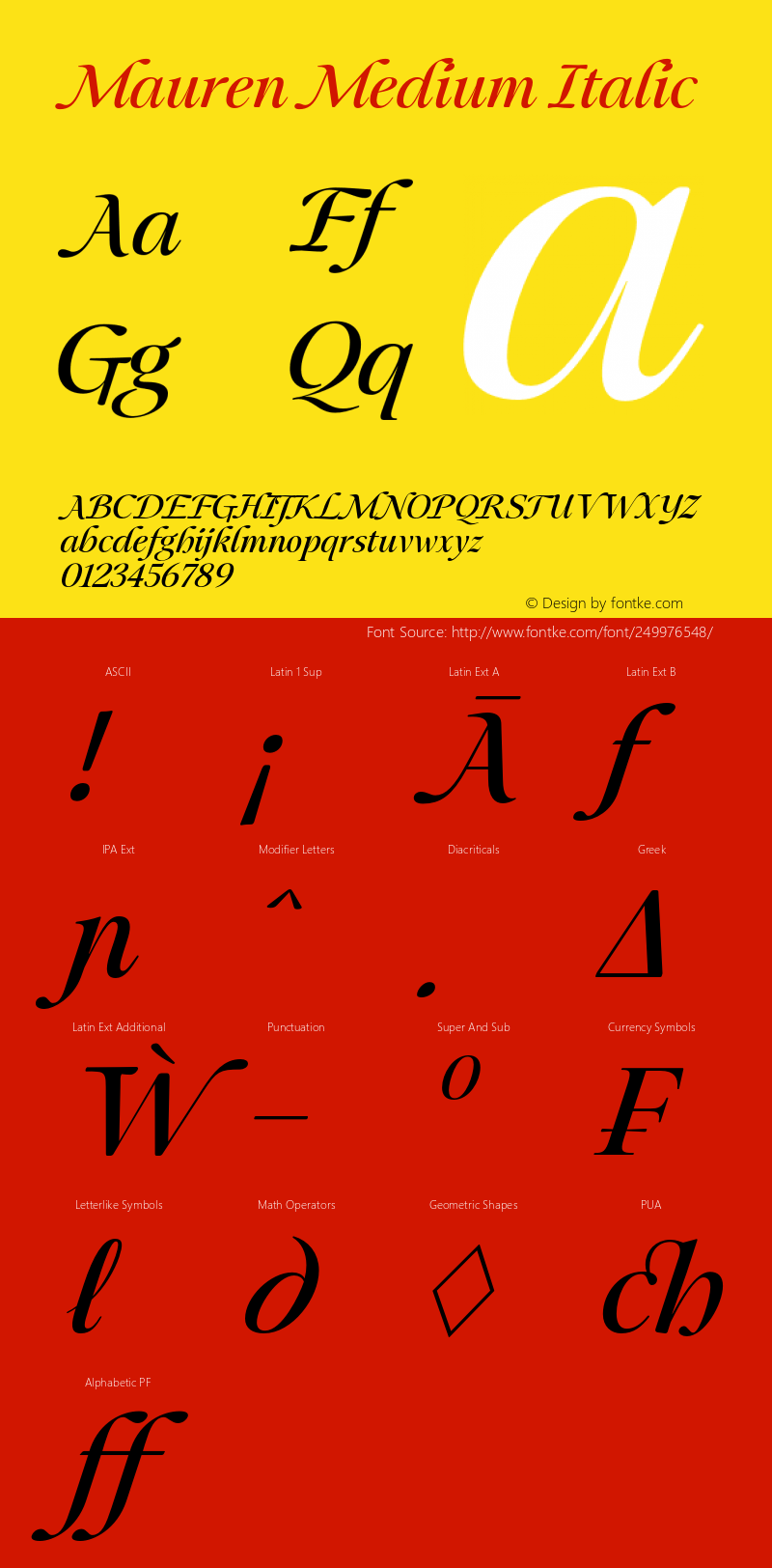 Mauren-MediumItalic Version 1.001图片样张