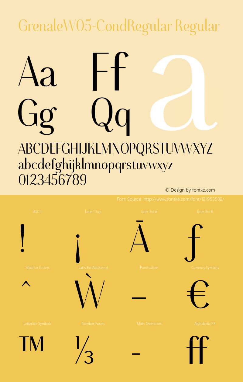 Grenale W05 Cond Regular Version 1.00 Font Sample