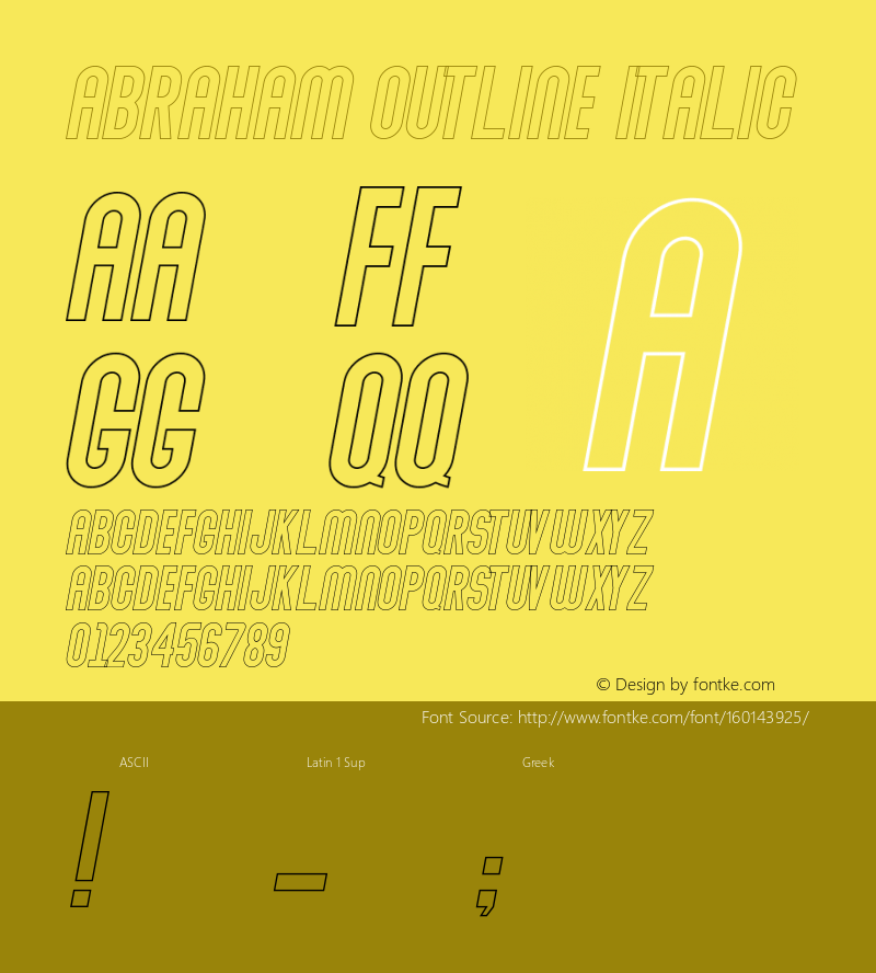 Abraham Outline Italic Demo Outline Italic Version 1.00;January 22, 2020;FontCreator 12.0.0.2535 64-bit Font Sample