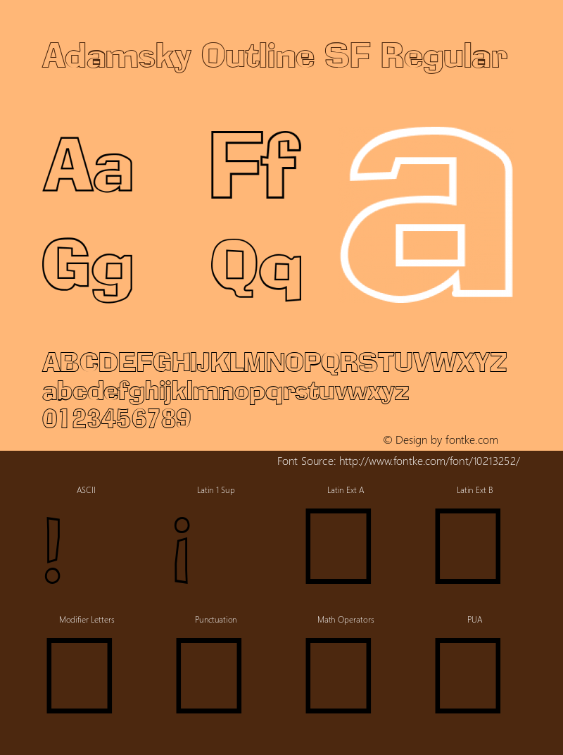 Adamsky Outline SF Regular Altsys Fontographer 3.5  06.11.1994 Font Sample