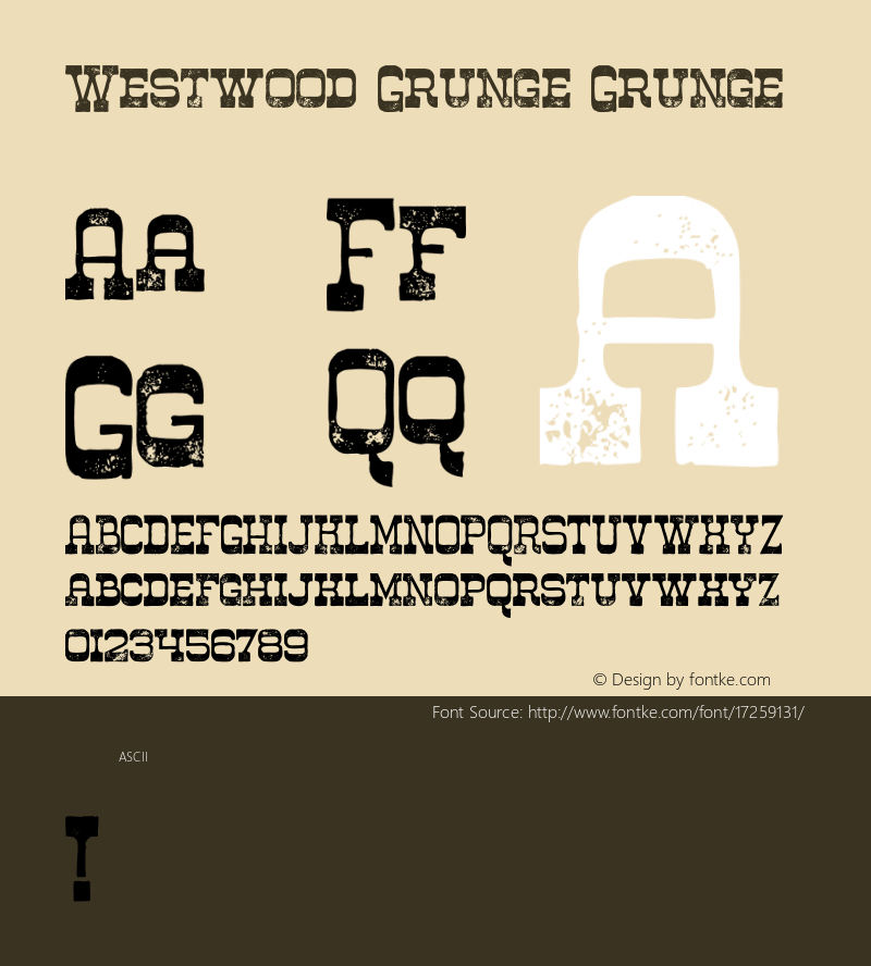 Westwood Grunge Grunge Version 1.000 Font Sample