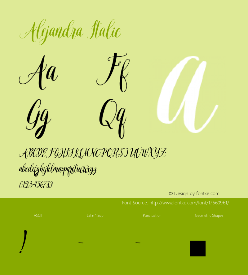 Alejandra Italic 001.000 Font Sample