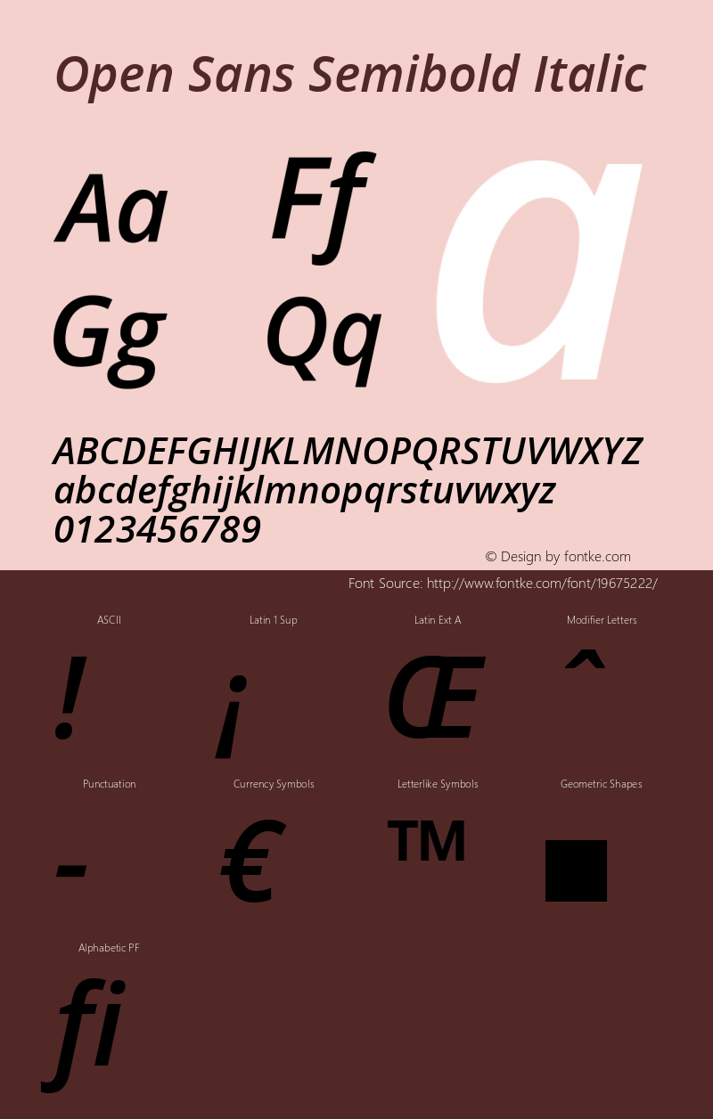 Open Sans Semibold Italic Version 1.10 Font Sample