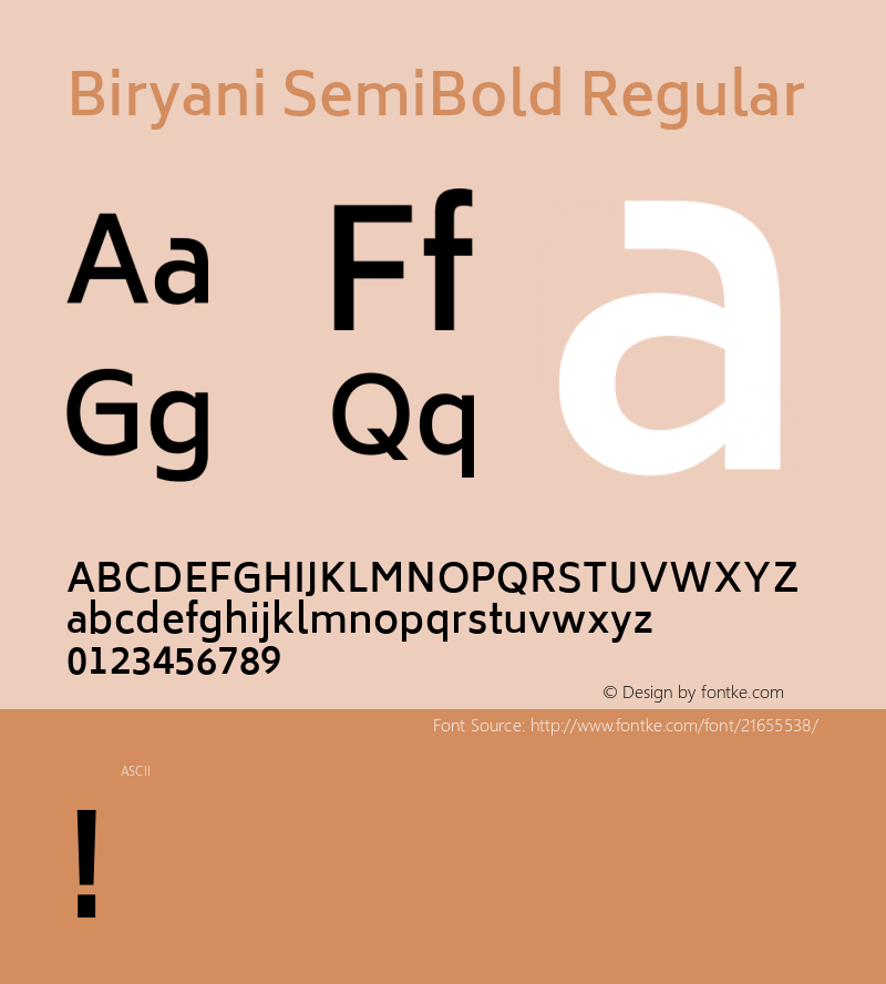 BiryaniSemiBold Version 1.0 Font Sample