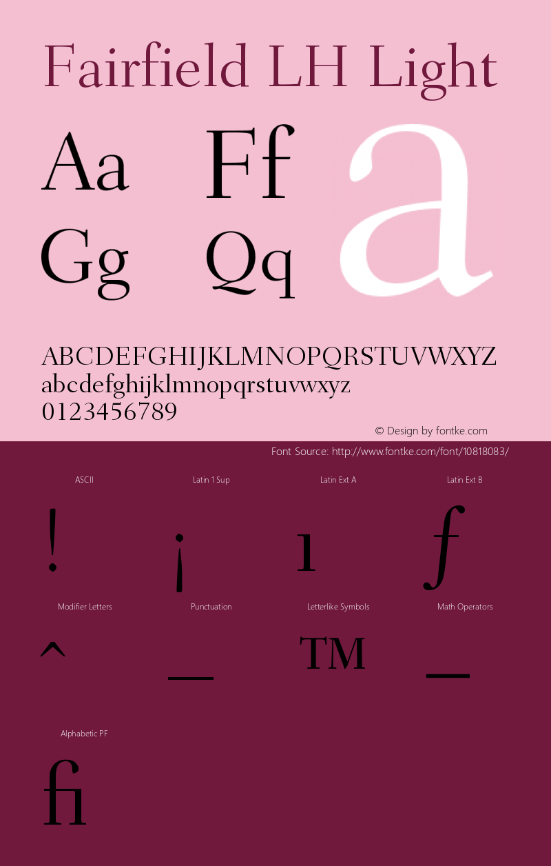 Fairfield LH Light Version 001.002 Font Sample