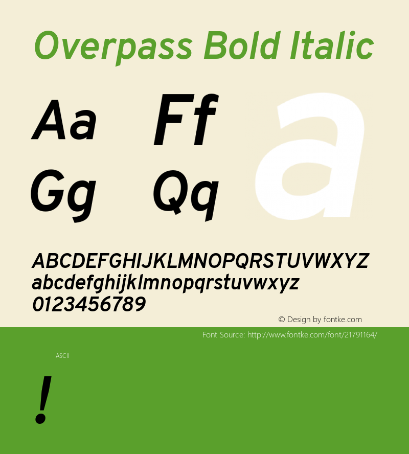 Overpass Bold Italic  Font Sample