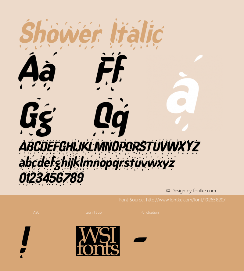Shower Italic Macromedia Fontographer 4.1 7/1/96 Font Sample