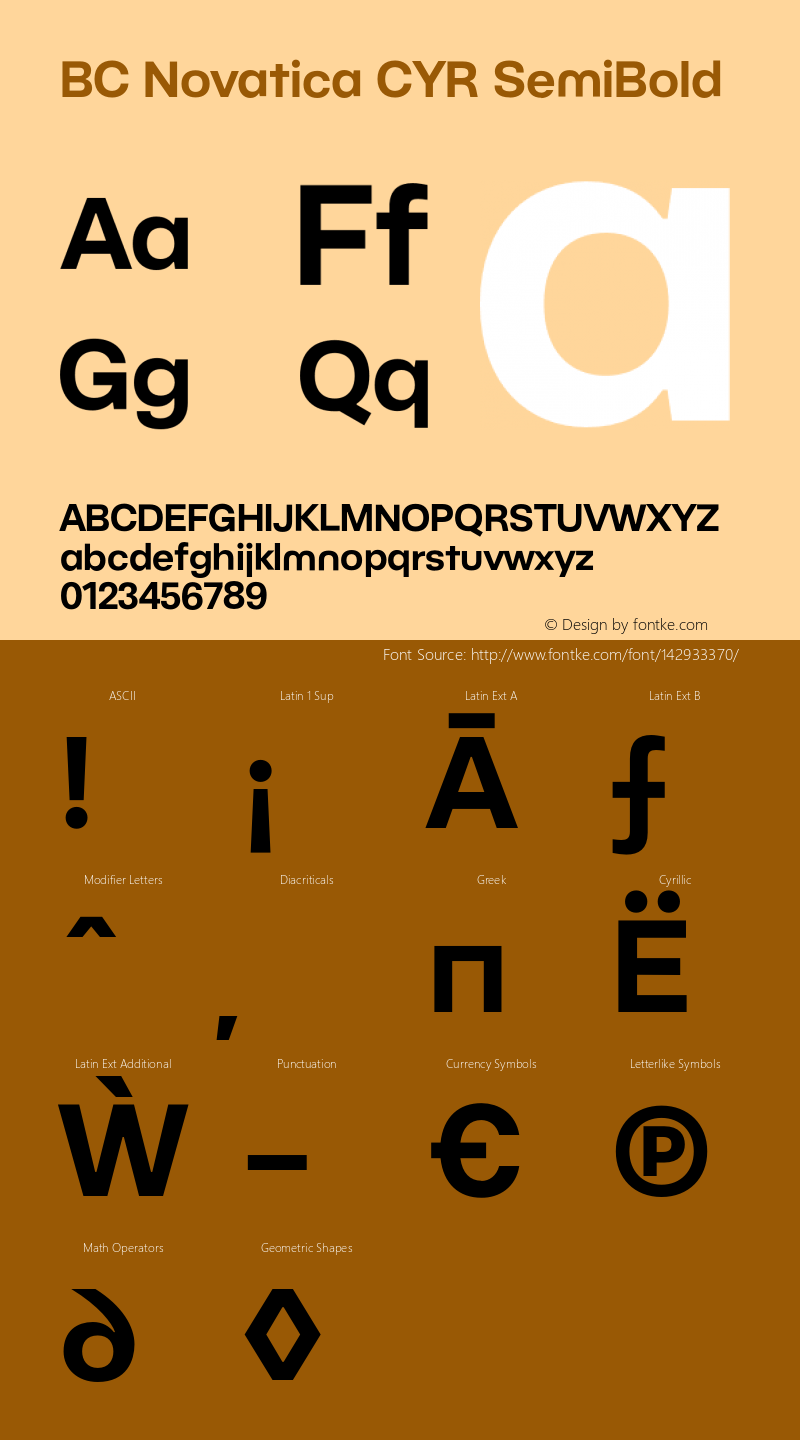 BC Novatica CYR SemiBold Version 1.000;hotconv 1.0.109;makeotfexe 2.5.65596 Font Sample