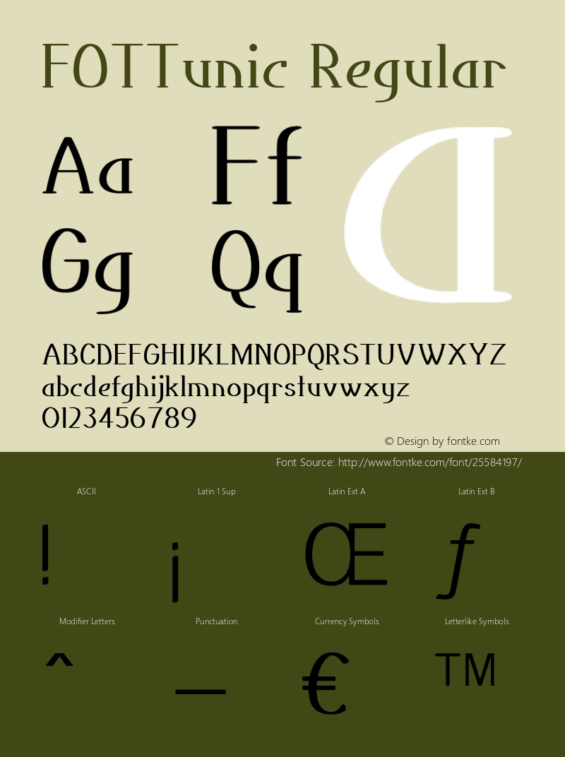 FOTTunic Version 1.000 Font Sample