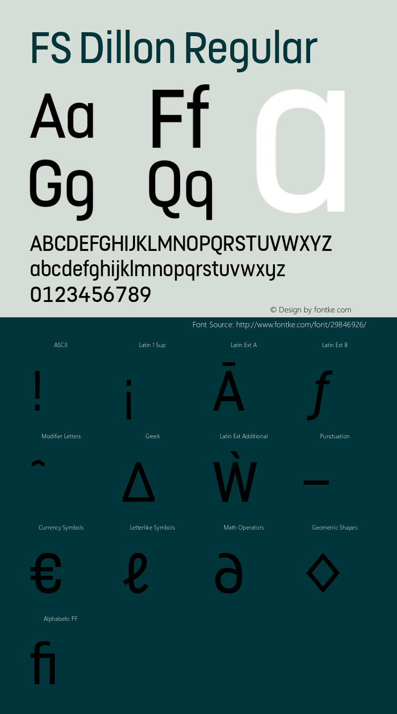 FS Dillon Regular Version 1.000 Font Sample