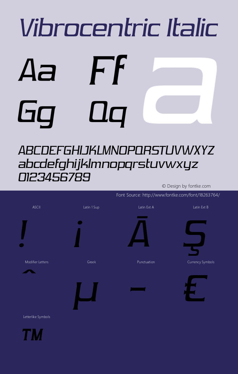 Vibrocentric Italic OTF 3.000;PS 001.001;Core 1.0.29 Font Sample