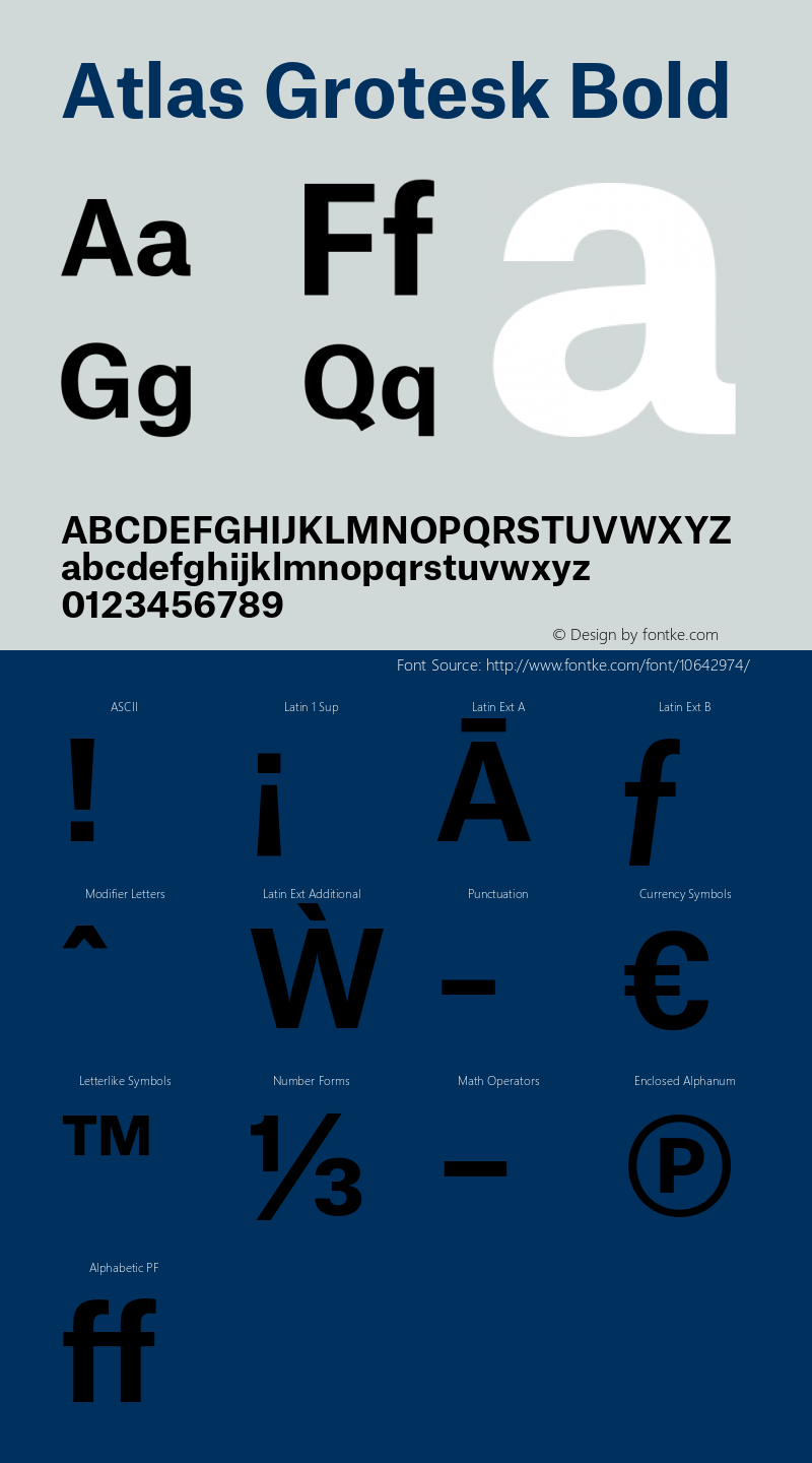 Atlas Grotesk Bold Version 1.001;PS 1.001;hotconv 1.0.57;makeotf.lib2.0.21895 Font Sample