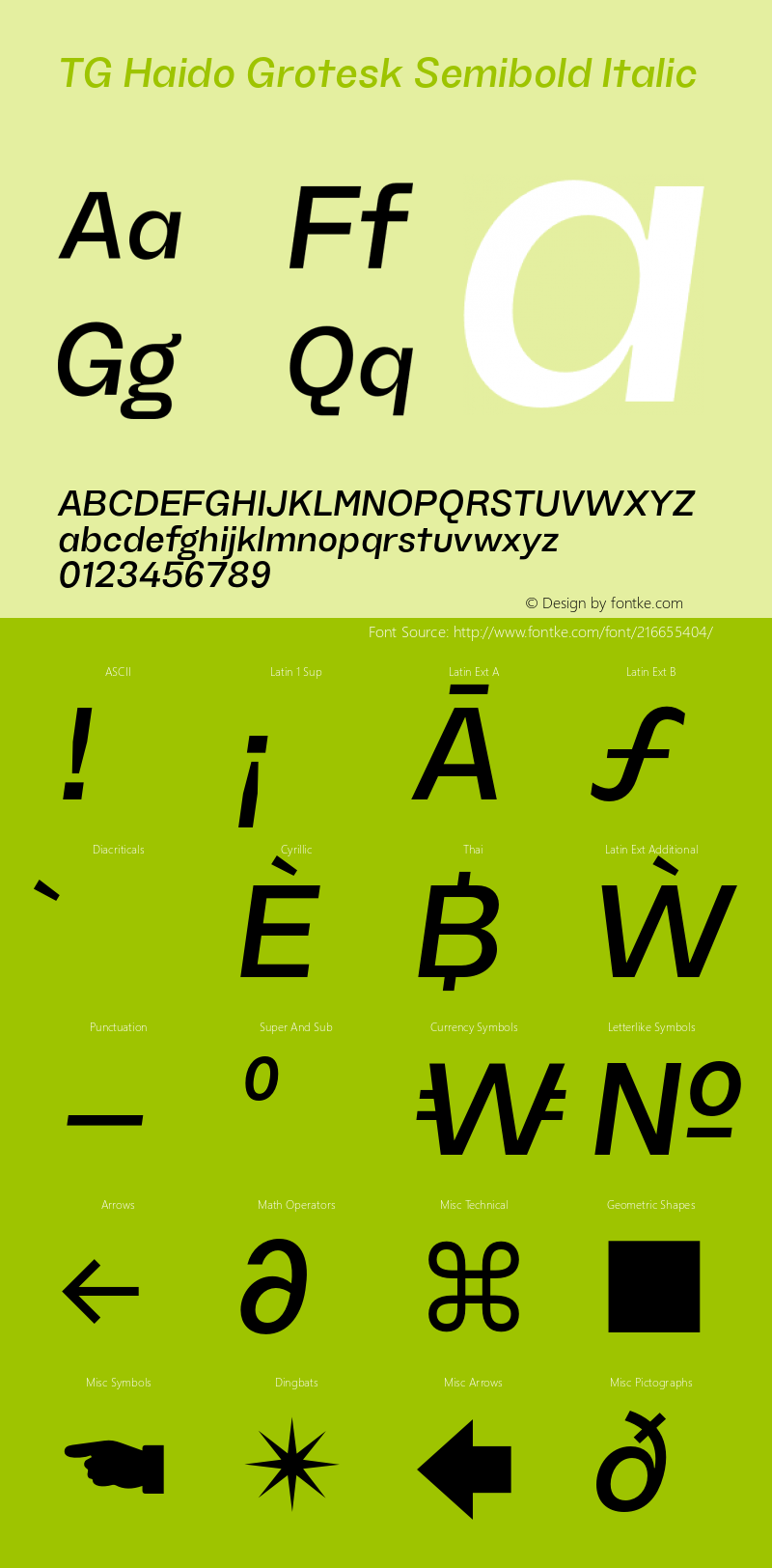 TG Haido Grotesk Semibold Italic Version 1.000;hotconv 1.0.109;makeotfexe 2.5.65596图片样张