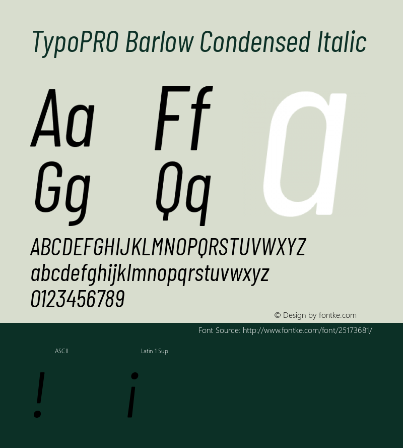 TypoPRO Barlow Condensed Italic Version 1.301 Font Sample