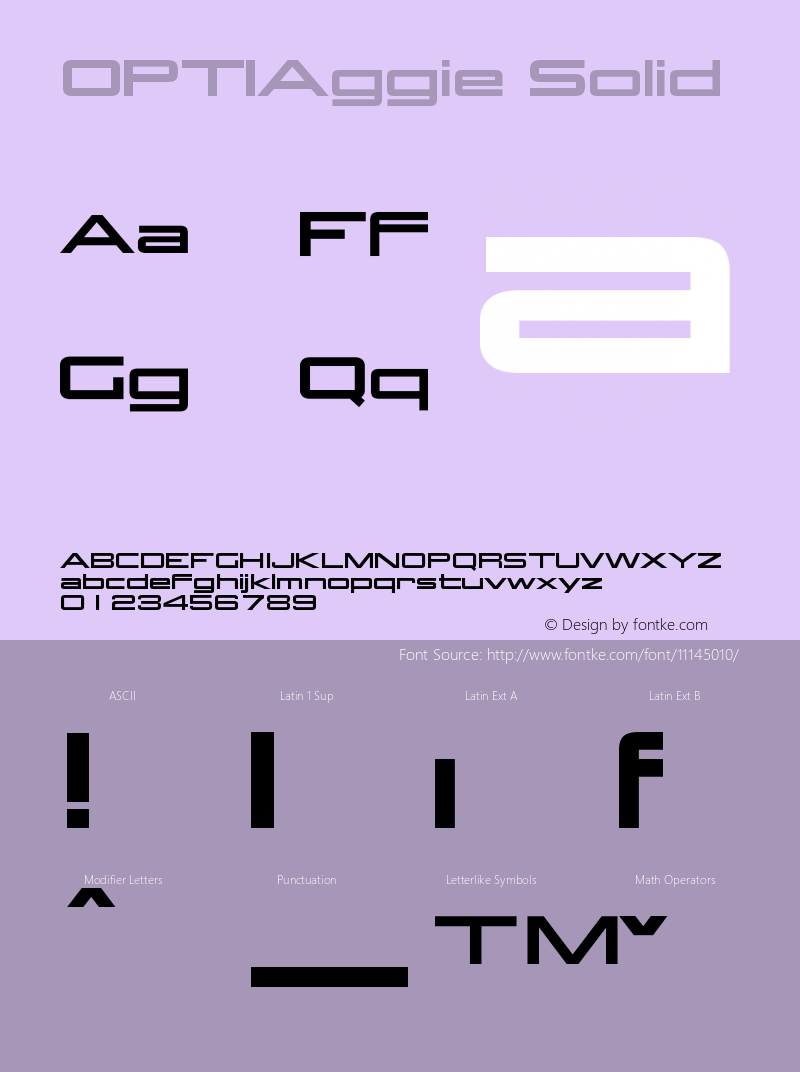 OPTIAggie Solid Version 001.000 Font Sample