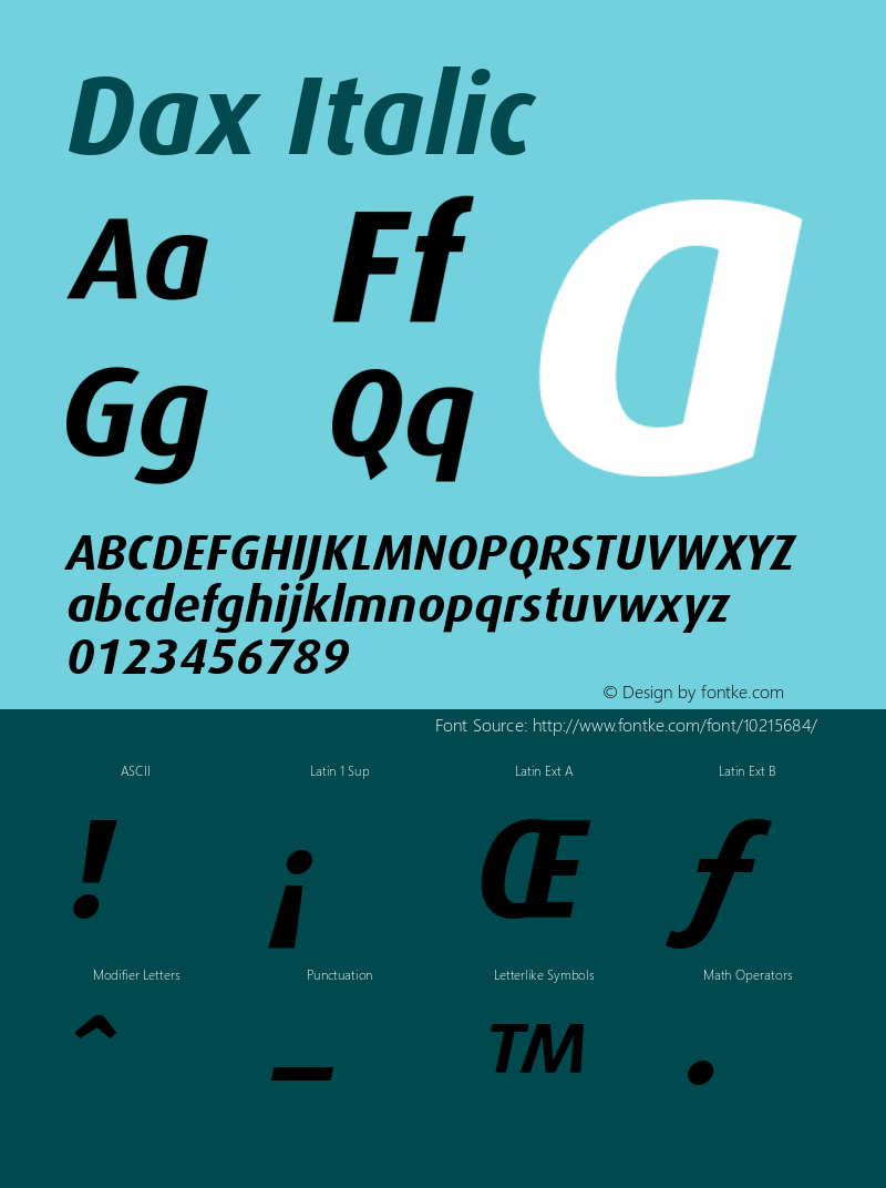 Dax Italic Version 1.00 Font Sample